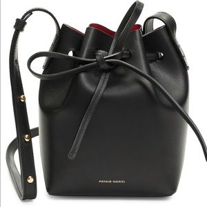 Mansur Gavriel Mini Leather Bucket Bag Red